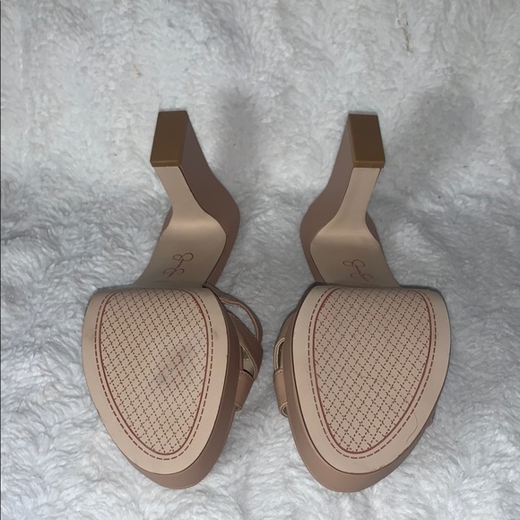 NWOT Jessica Simpson Tan Leather Mules with Block Heel - Picture 6 of 9